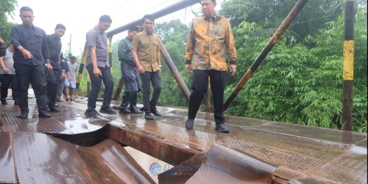 Bupati Muaro Jambi Tinjau Kerusakan Jembatan di Desa Air Hitam