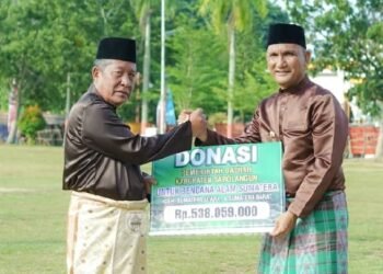 Bertepatan HUT ke 69 Provinsi Jambi Bupati Hurmin Serahkan Donasi Untuk Korban Bencana Sumatera